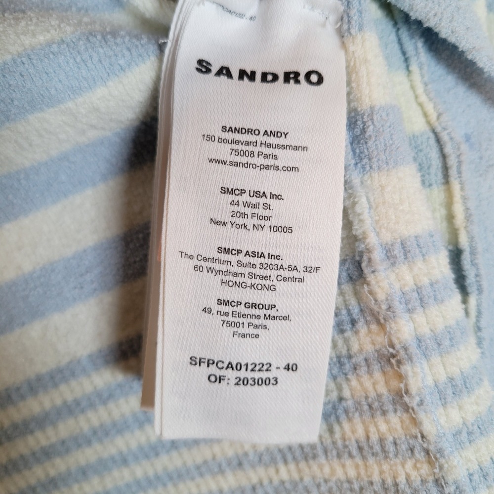 Sandro Light Blue and White Striped Knit Cardigan - Picture 3 of 10